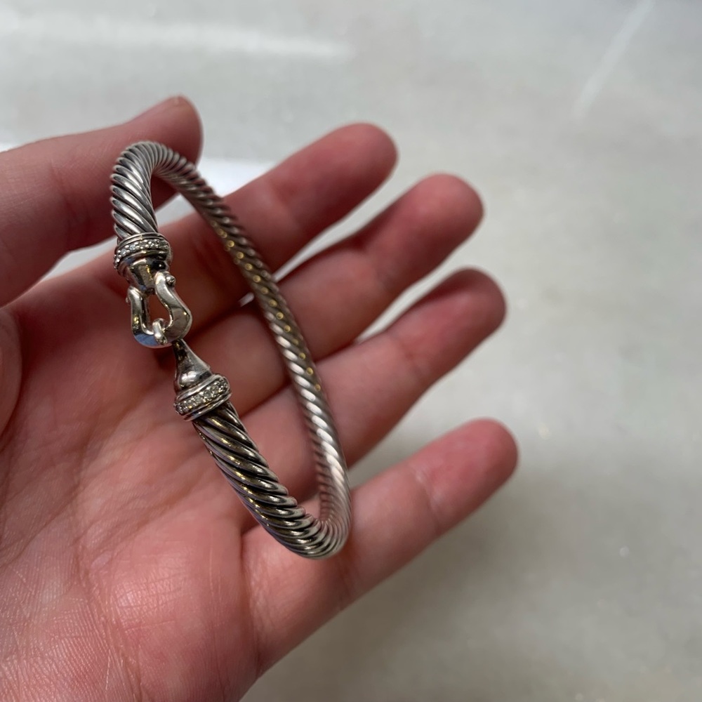 David Yurman Buckle Bracelet in Sterling Silver with Pavé Diamonds